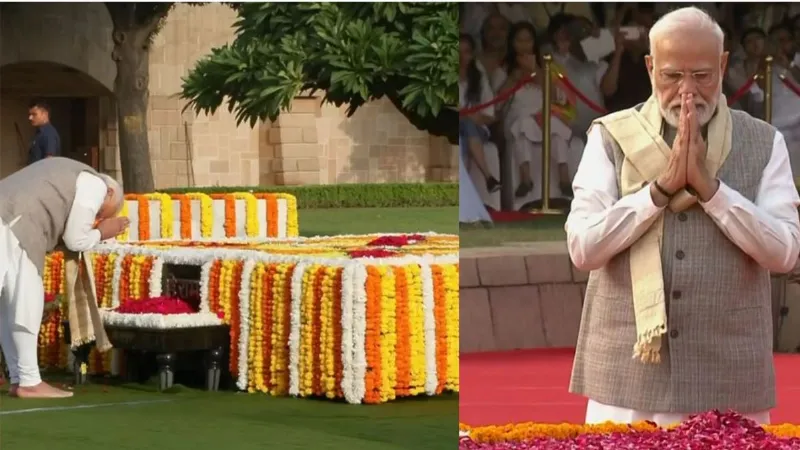 राजघाट पहुंचे PM मोदी और राष्ट्रपति मुर्मू, महात्मा गांधी को दी श्रद्धांजलि, शास्त्री जी को भी किया नमन
