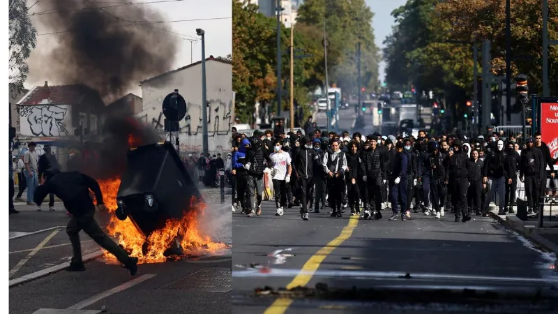 Why are students protesting in France 5000 arrested so far vehicle set fire