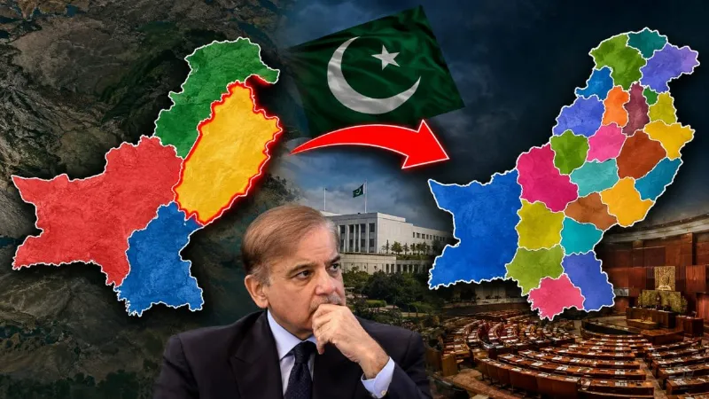 Asim Munir plan to split Pakistan into 15 pieces new provinces map