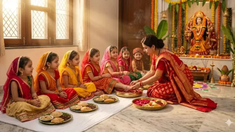 Kanya Pujan 2026: घर पर कैसे करें कंजक पूजा? चरण धोने से लेकर भोग और दक्षिणा तक... जानें पूरी विधि