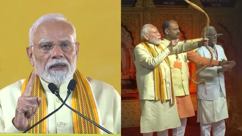 आज भारत का कोना-कोना राममय... दशहरा कार्यक्रम में शामिल हुए PM मोदी, तीर चलाकर किया रावण दहन; VIDEO