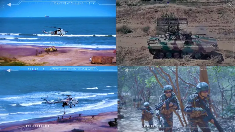 रेत में गरज रहे टैंक, लड़ाकू विमान दाग रहे मिसाइलें... तीनों सेनाओं के अभ्यास 'त्रिशूल' का VIDEO