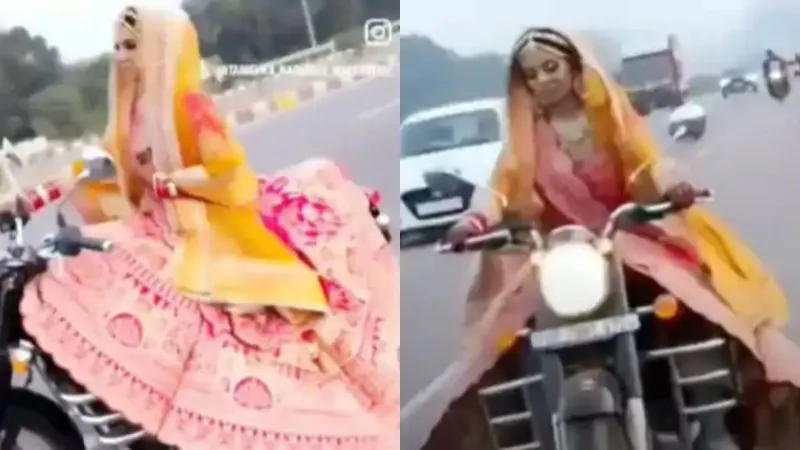 'रीलबाज दुल्हनिया' ने भारी-भरकम लहंगे में दौड़ाई बुलेट, हाईवे पर कर दी ऐसी गलती, अब ढूंढ रही पुलिस