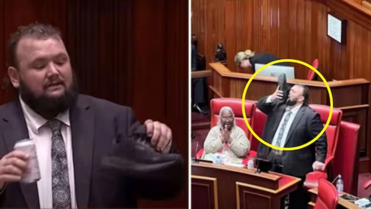 संसद में भाषण देते-देते शराब पीने लगे सांसद... बड़े आराम से जूता निकाला, फिर उसमें बीयर डाली, एक झटके में गटक गए