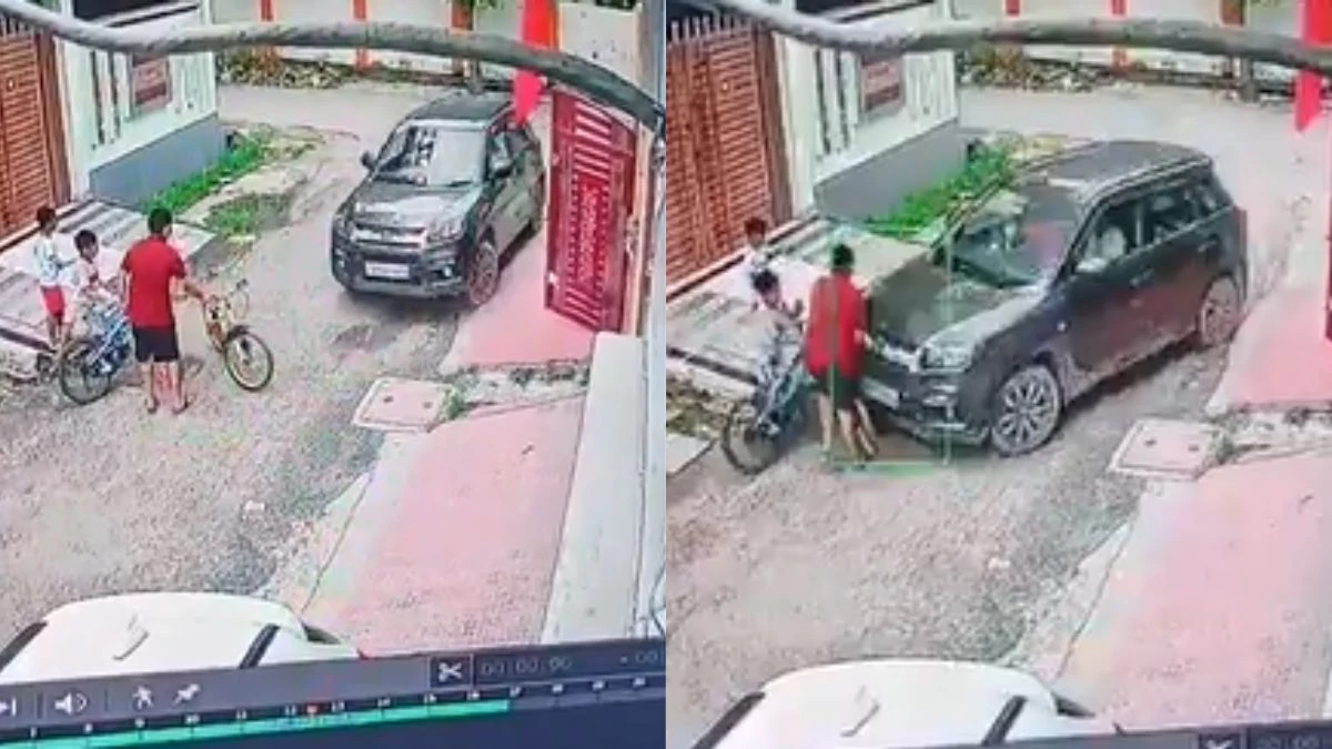 Lucknow Child hit by neighbour s car critical in ICU video goes viral