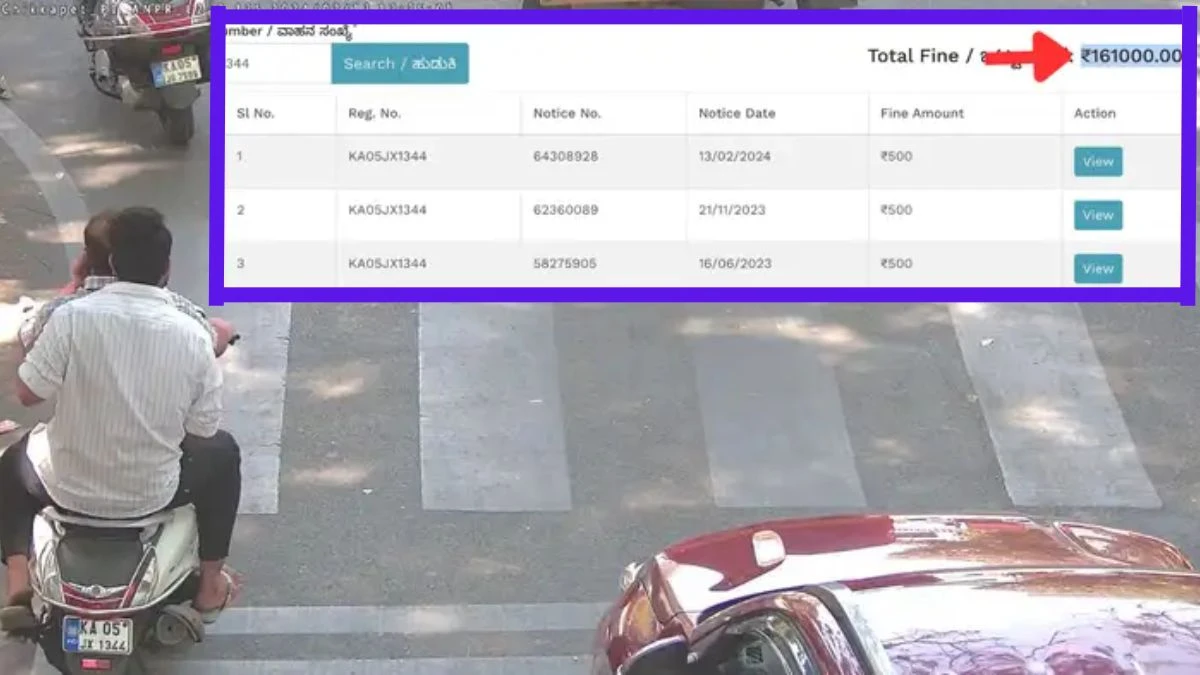 man in Bengaluru got a fine of more than 1 point 6 lakhs on his scooter