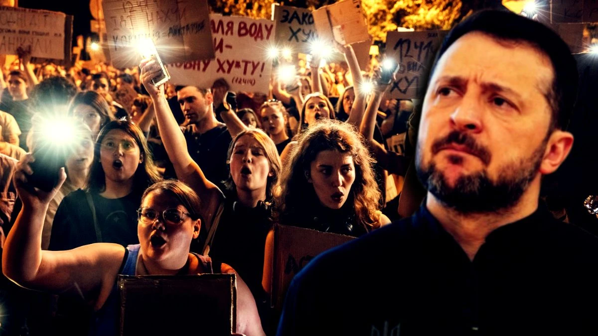 Ukrainian People Protesting Against President Zelensky Over Anti Corruption Law