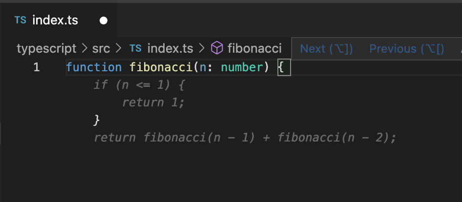 Fibonacci numbers, recursive implementation