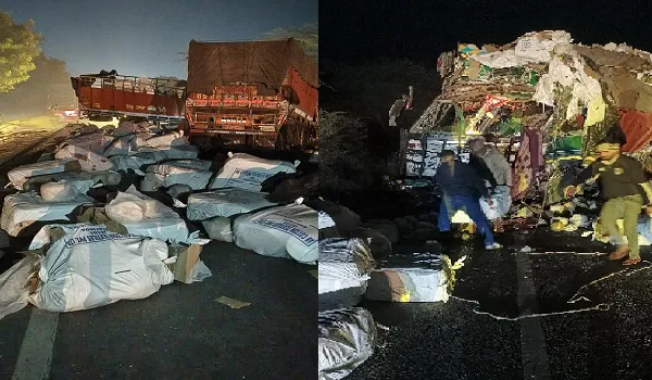 Road Accident: मेगा हाईवे पर राणासर के पास दो ट्रकों में हुई भिड़ंत, केबिन में फंसे ट्रक चालक और खलासी के शव