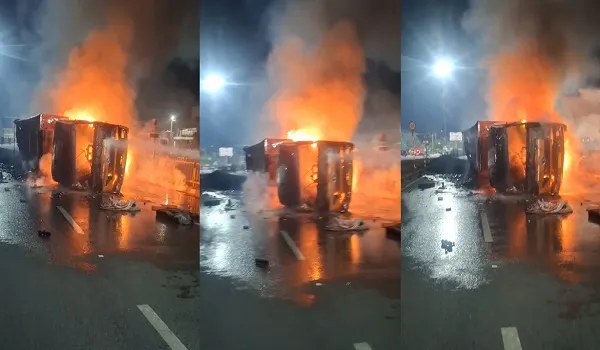 Road Accident: भरतपुर में अनियंत्रित होकर पलटा ट्रेलर, केबिन में फंसने से जिंदा जला चालक