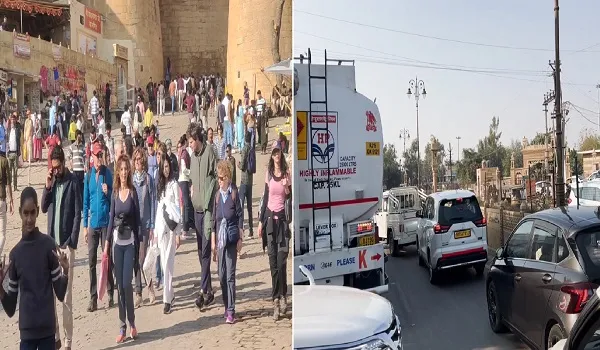 जोधपुर शहर में बड़ी संख्या में पहुंचे पर्यटक, पर्यटकों की भारी भीड़ से शहर की यातायात व्यवस्था हुई अस्त-व्यस्त
