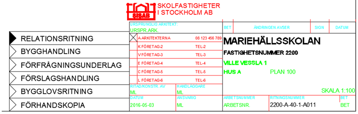 Ritningsstämpel förskola är ifylld