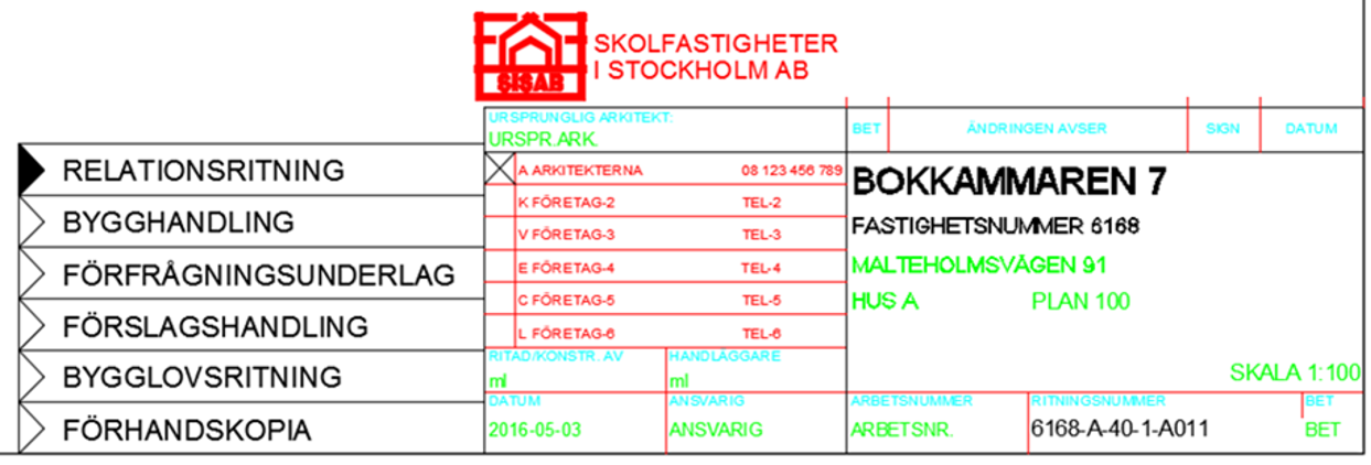 Ritningsstämpel förskola är ifylld