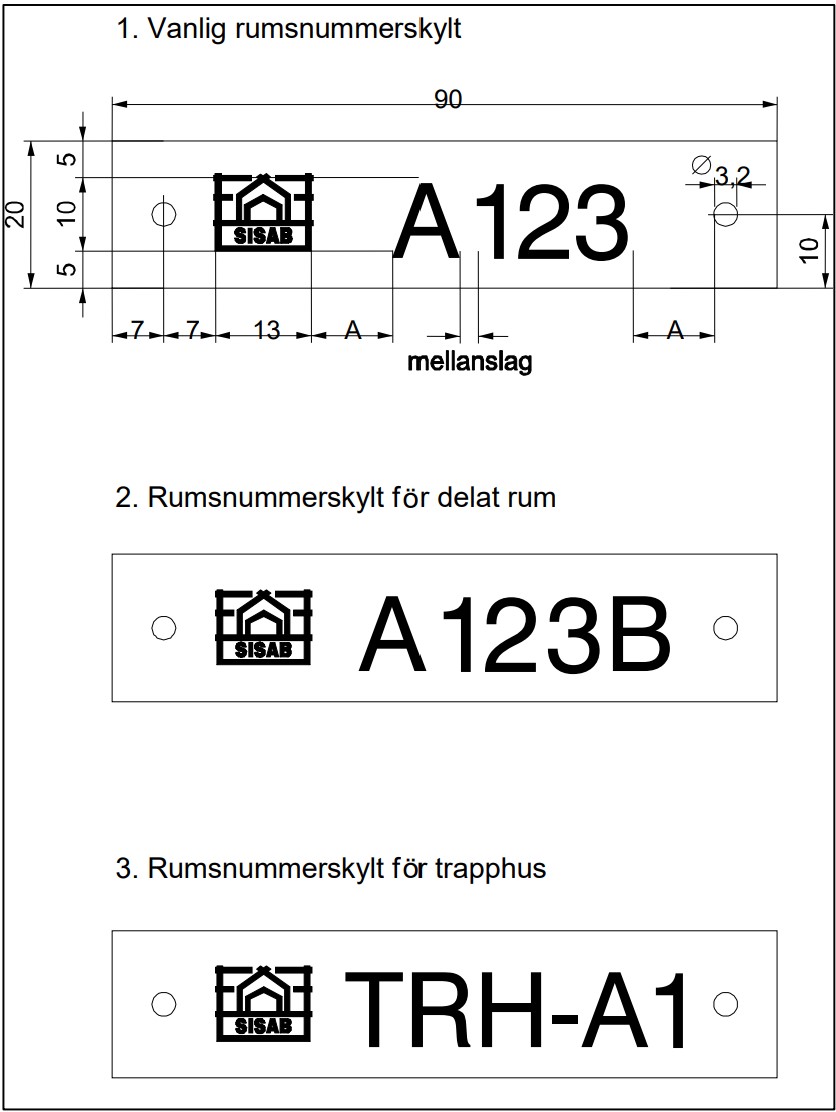 Anvisning för utformning av rumsnummerskyltar