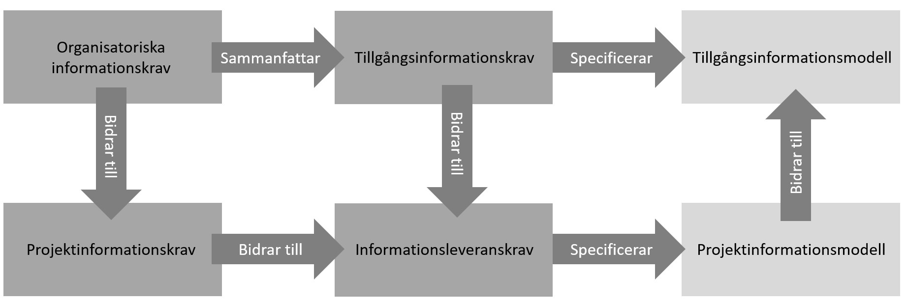 olika typer av informationskrav och relationen mellan kraven och olika typer av informationsmodeller.