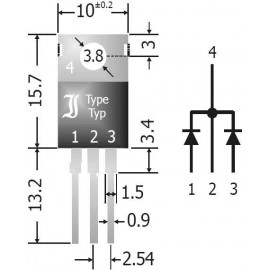 Diotec egyenirányító dióda (Array), 20 A 40 V, közös katód, SBCT2040