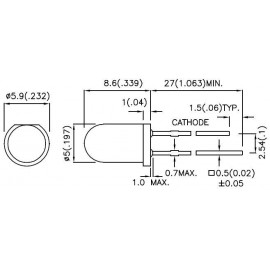 Kingbright L-7113GC LED kivezetéssel Zöld Kerek 5 mm 60 mcd 20 ° 20 mA 2.2 V 2. kép