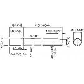 LED lapos fejű , 3MM L-424IDT 2. kép