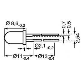 LED szórt 5mm sárga Vishay TLHY5400 2. kép