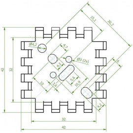 Hűtőborda 6,8 K/W 42 x 42 x 17 mm TO-3 TO-55 SOT-9 SOT-32 TO-220, Fischer Elektronik FK 223 SA-CB 2. kép