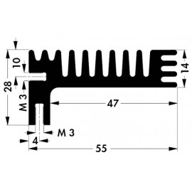 Hűtőborda 3,8 K/W 84 x 55 x 28 mm TO-220 TOP-3, Fischer Elektronik SK 96 84 SA 2. kép