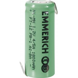 Forrasztható 4/5 A akku NiMH 1,2V 1800 mAh, forrfüles, Emmerich FT-1Z