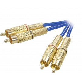 RCA audio kábel, 2x RCA dugó - 2x RCA dugó, 5 m, aranyozott, kék, SpeaKa Professional 325038