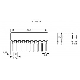 Ellenállás létra 1db 220 Ω 0.125 W Kivitel SIP-8+1 414115 2. kép