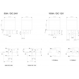 Autó relé, 1Xbe, 150A FRC6BA-1-DC12V 2. kép