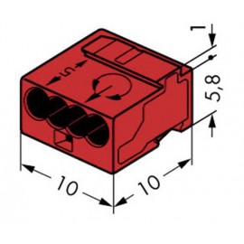 Mikró vezetékösszekötő 4 vezetékes  0 6 - 0 8 mm² 6A  piros  1 db  WAGO 243-804 2. kép