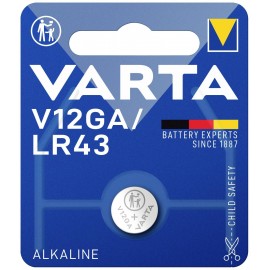 LR43 gombelem, alkáli mangán, 1,5V, 80 mAh, 1 db, Varta AG12, V12GA, G12A, 12GA, PX86A, LR1131, 186,