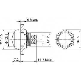 Nyomógomb 12 mm, rozsdamentes, Tru Components GQ12B-S 2A/48V 2. kép