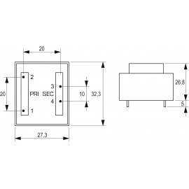 BLOCK EI 30/15,5 nyáktrafó 230V, 9V/222mA/2W, VB 2,0/1/9 2. kép