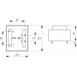 BLOCK EI 30/23 nyáktrafó 230V, 9V/311mA/2,8W, VB 2,8/1/9 2. kép