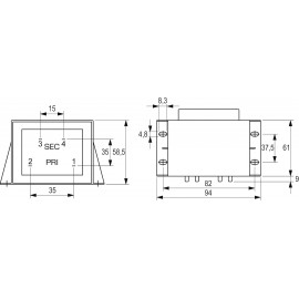 BLOCK EI 66/34,7 nyáktrafó 230V, 18V/2,77A/50W, VCM 50/1/18 2. kép