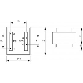 BLOCK EE 20/6,1 nyáktrafó 230V, 6V/58mA/0,35W, VB 0,35/1/6 2. kép