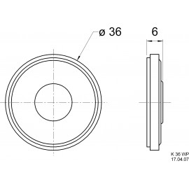 Miniatűr hangszóró 3,6 cm Visaton 2913 77 dB, 77 dB, 50 Ω, 1 W, 3,6 cm, 1 db, K 36 WP 2. kép