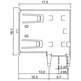 Beépíthető USB 2.0 csatlakozóaljzat - 2 portos 3. kép