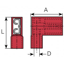 Lapos csúszósaru hüvely 4,8 x 0,5 mm 90°, szigetelt, piros, Vogt Verbindungstechnik 392305S 2. kép