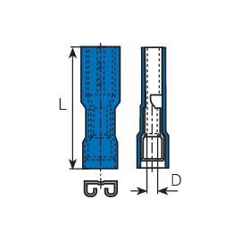 Lapos csúszósaru hüvely 6,3 x 0,8 mm, szigetelt, kék, Vogt Verbindungstechnik 3966 2. kép