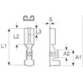 Lapos csúszósaru hüvely 4,8 x 0,8 mm, szigeteletlen, fém, Vogt Verbindungstechnik 3805.60 2. kép