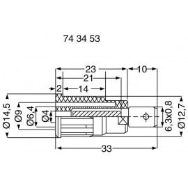 Benyomható banánhüvely 4mm kék 3. kép