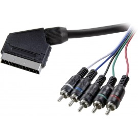 SCART - Component AV kábel, 1x SCART dugó - 5x RCA dugó, 2,5 m, fekete, SpeaKa Professional