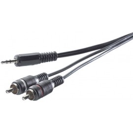 Jack - RCA audio kábel, 1x 3,5 mm jack dugó - 2x RCA dugó, 0,3 m, fekete, SpeaKa Professional 325227