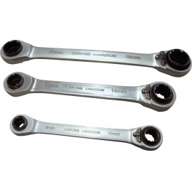 Racsnis csillag villáskulcs készlet, 8-19 mm, 4 in 1, 3 részes króm-vanádium TOOLCRAFT 5. kép