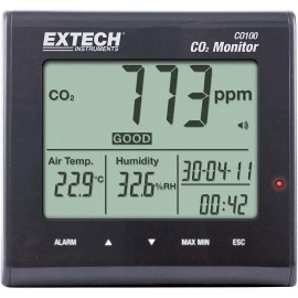 Széndioxid CO2 mérőműszer, levegőminőség mérő 0 - 9999 ppm, Extech CO100