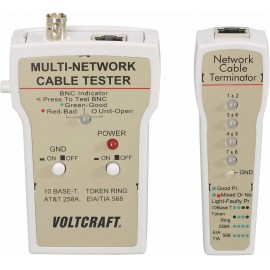 Koax kábel teszter, UTP, LAN hálózati kábel teszter RJ45, BNC csatlakozókhoz, kábelekhez Voltcraft C