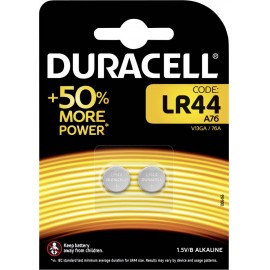 LR44 gombelem, alkáli mangán, 1,5V, 105 mAh, 2 db, Duracell AG13, V13GA, G13A, 13GA, PX76A, PX675A, 