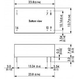 DC/DC átalakító, 2 W, DIL-16 , bemenet: 9 - 18 V/DC, kimenet: 5 V/DC 400 mA 2 W, TracoPower TEL 2-12 2. kép