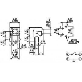 Nyomógomb nyákba 12 V/DC 50 mA, 1 x ki/(be), APEM PHAP3305 2. kép